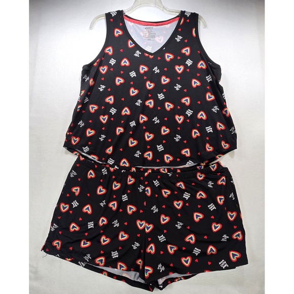 Joyspun Other - Joyspun Dreamy Soft Pajama Set 2X 18W-20W Black Rainbow Heart Love Always Wins